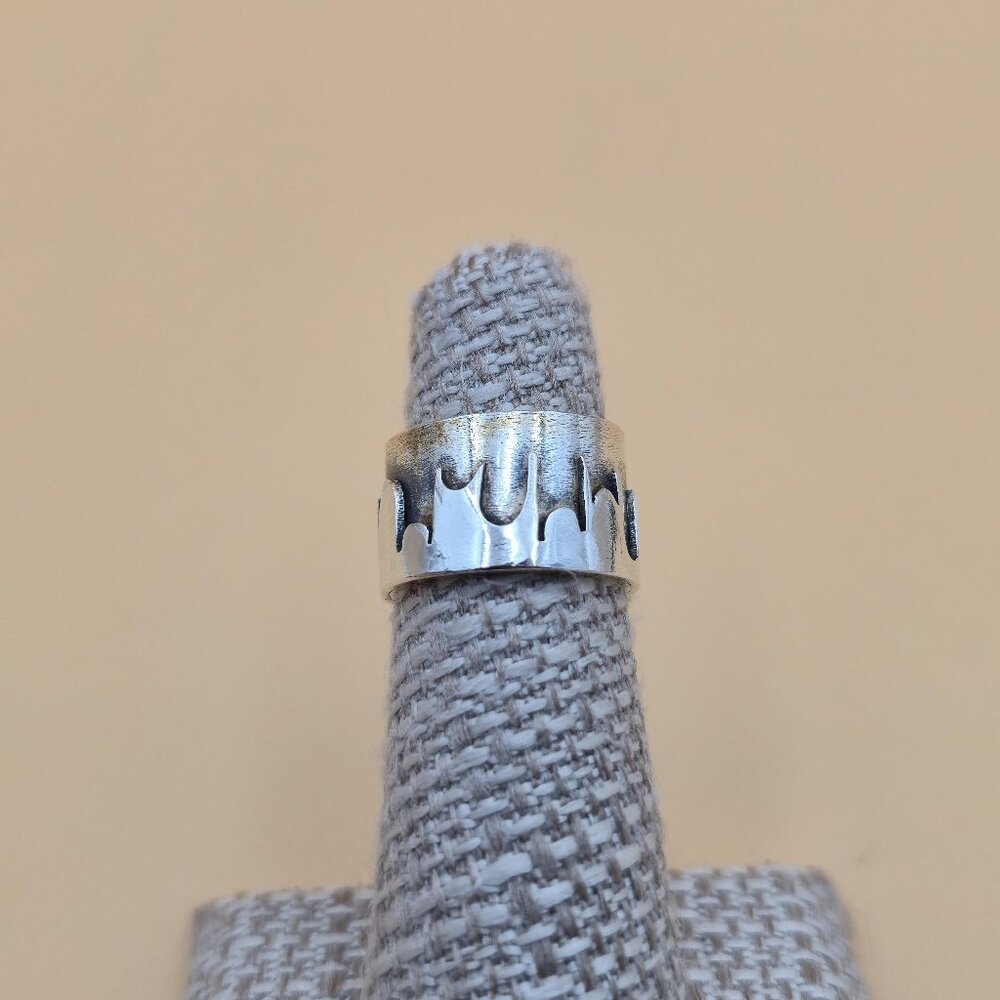 Size 5 Sterling Silver Unique Rustic Style Handmade Band Ring A5309